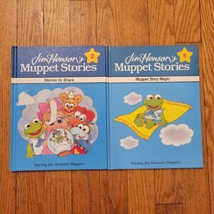 Jim Henson Muppet Stories 2 & 5 Hardcover Blue Vintage‎ 1991 Children Kids Gift